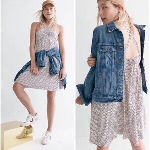 Madewell Silk Echo Grid Convertible‎ Halter Dress Sundress Babydoll in 0 XS